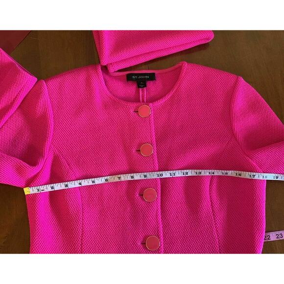 VTG Style St John Black Label Santana 2pc hot pink suit jacket 10 & skirt 6 - Picture 10 of 12